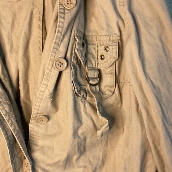 Love 21 cargo moto utility button up Pockets buckles hoodie long sleeve jacket - Picture 3 of 11